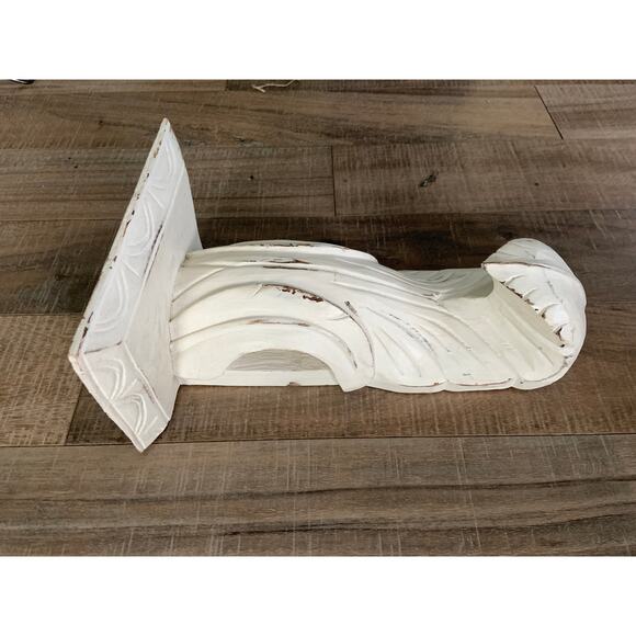 Large Hand Carved White Wood Rustic Corbel  Wall Shelf Approximately 15" High - Picture 3 of 11